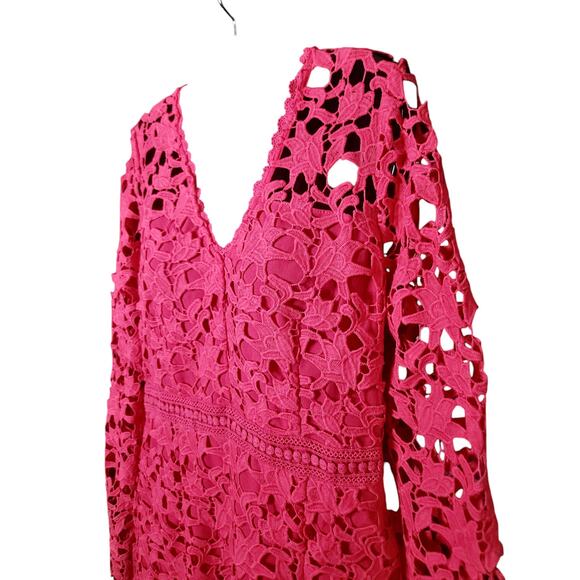 Anthropologie ENDLESS ROSE Embroidered Lace Floral Pink Dress Lg NWT | MSRP $110 - Picture 4 of 9